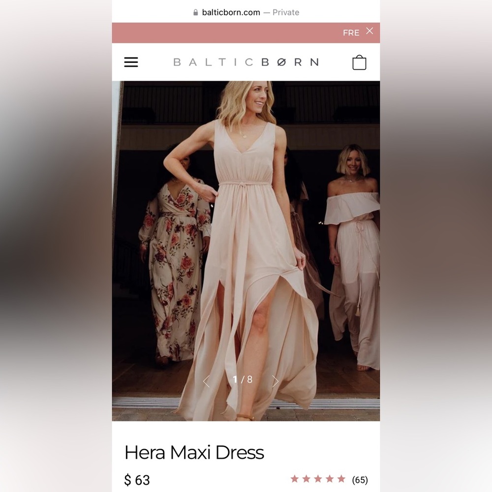 Never worn and still in original packaging. Dress is a natural beige color.